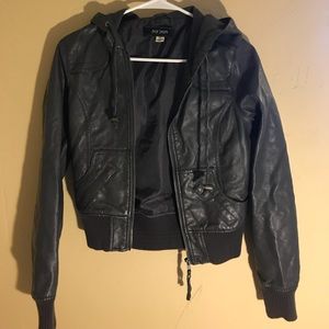 Grey Faux Leather Jacket